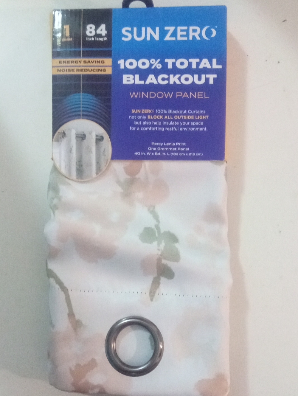 Sun Zero White Floral 100% Blackout Window Grommet Panel 84" NWT $55